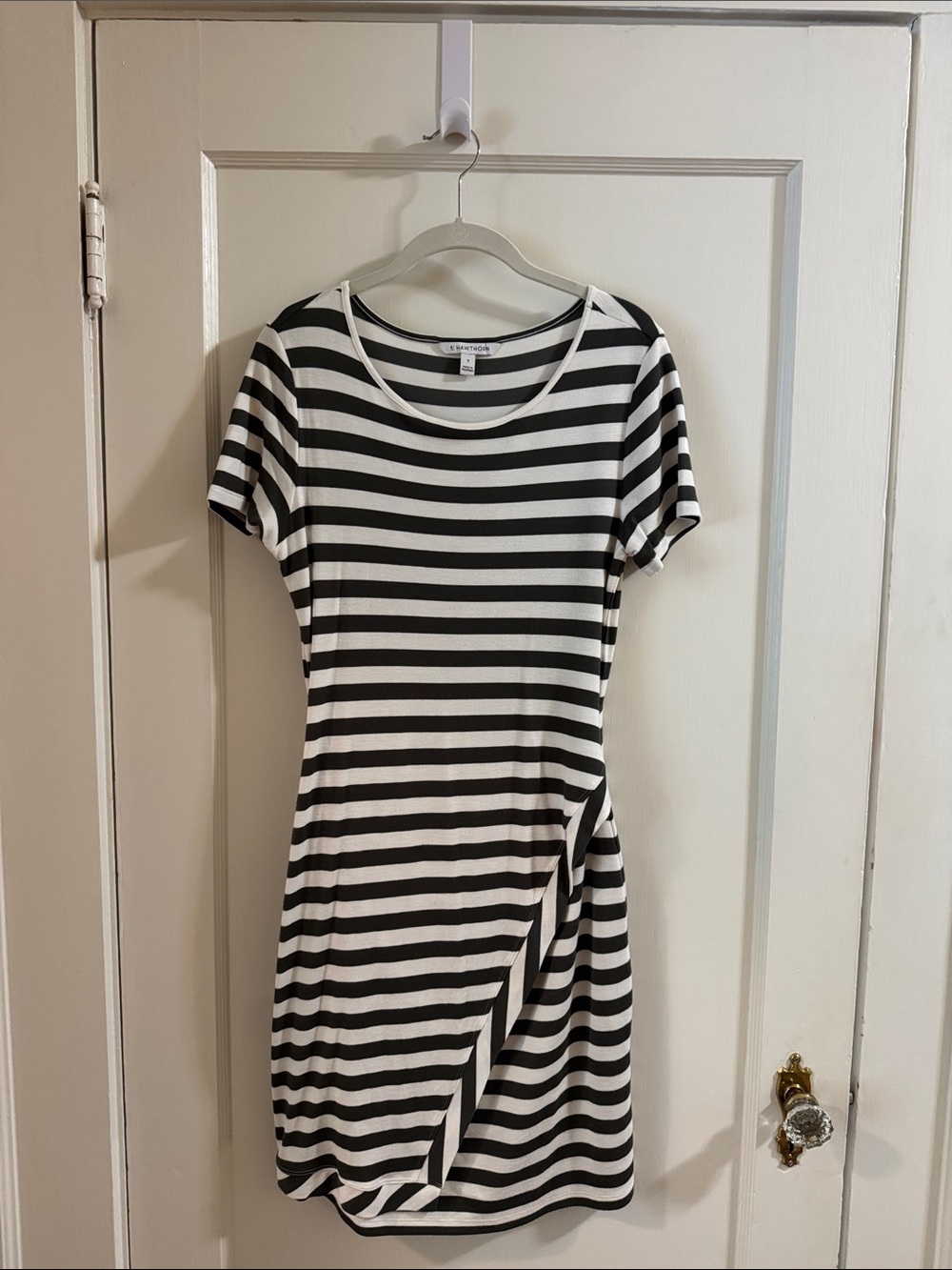 Striped Charcoal and White T Shirt Dress